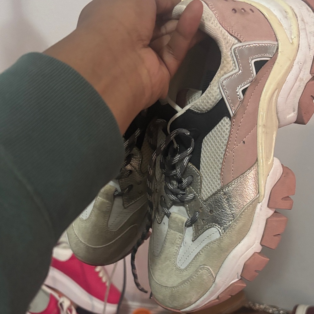 Moncler Women's Sneakers in Pink, Silver, and Black
